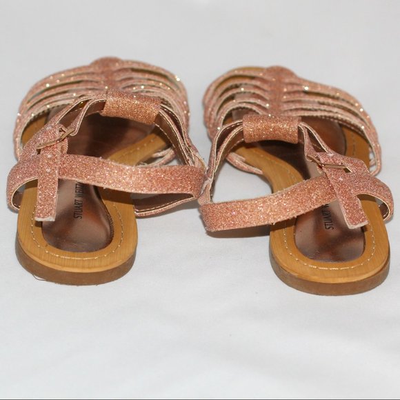 Stuart Weitzman Rose Gold Girl's Glitter Sandals - Picture 3 of 5